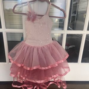 Revolution Dance wear Ice Skating costume Pink sparkles girls